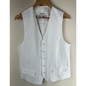 Joseph Abboud Suit Vest Men's Size Medium Waistcoat 5 Button Casual White